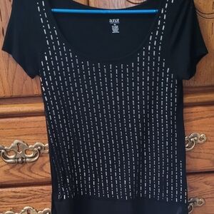 a.n.a Black Short Sleeve Tee with Silver Accents